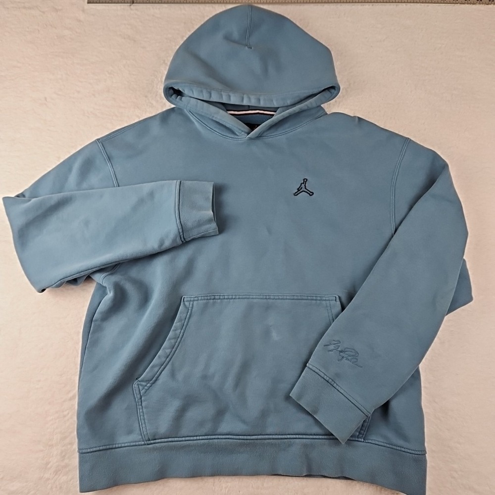 Jordan Essentials Logo Fleece Pullover Hoodie Blue/Teal Men's Size Large